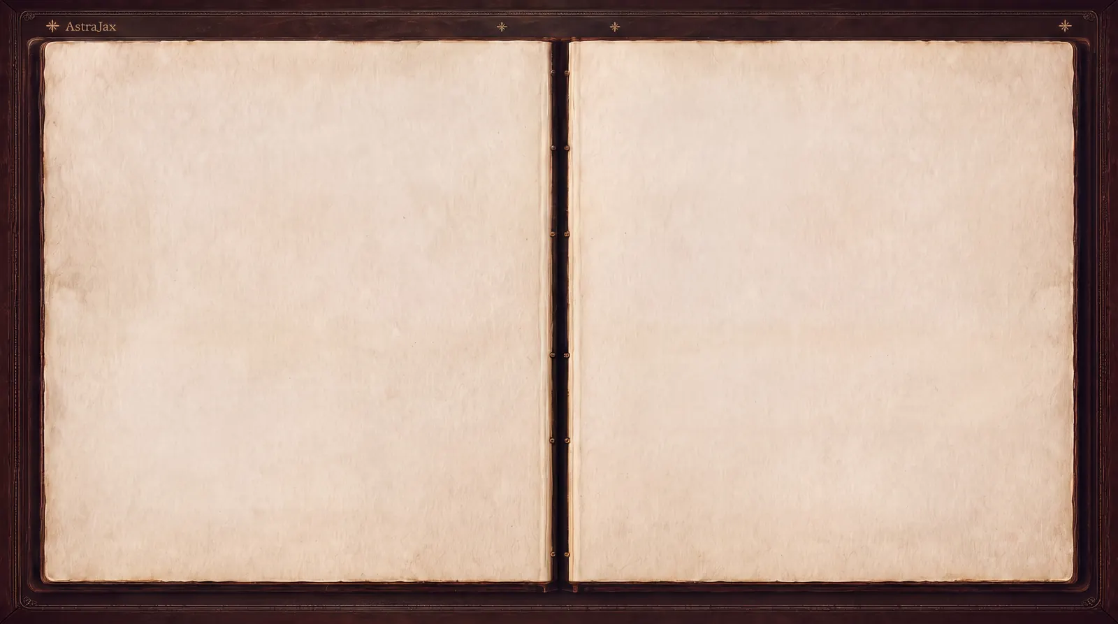 Open Living Folio — walnut frame and parchment pages